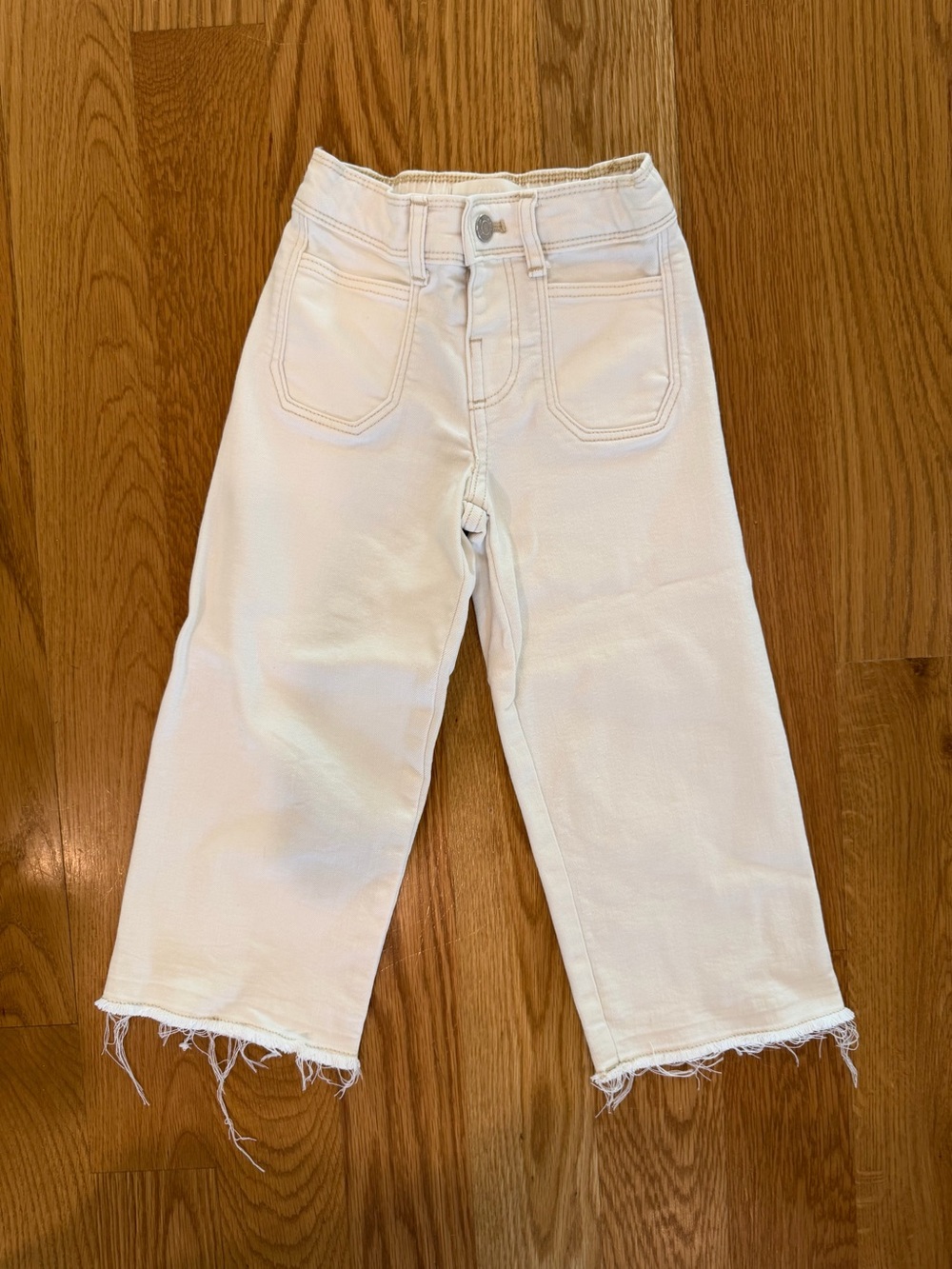 Zara Off-White Girls Jeans with Frayed Hem